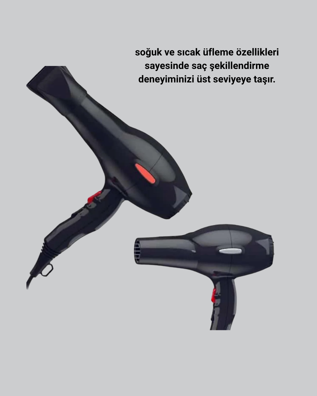 2200W Fön Makinesi – Profesyonel AC Motor Soğuk ve Sıcak Üfleme