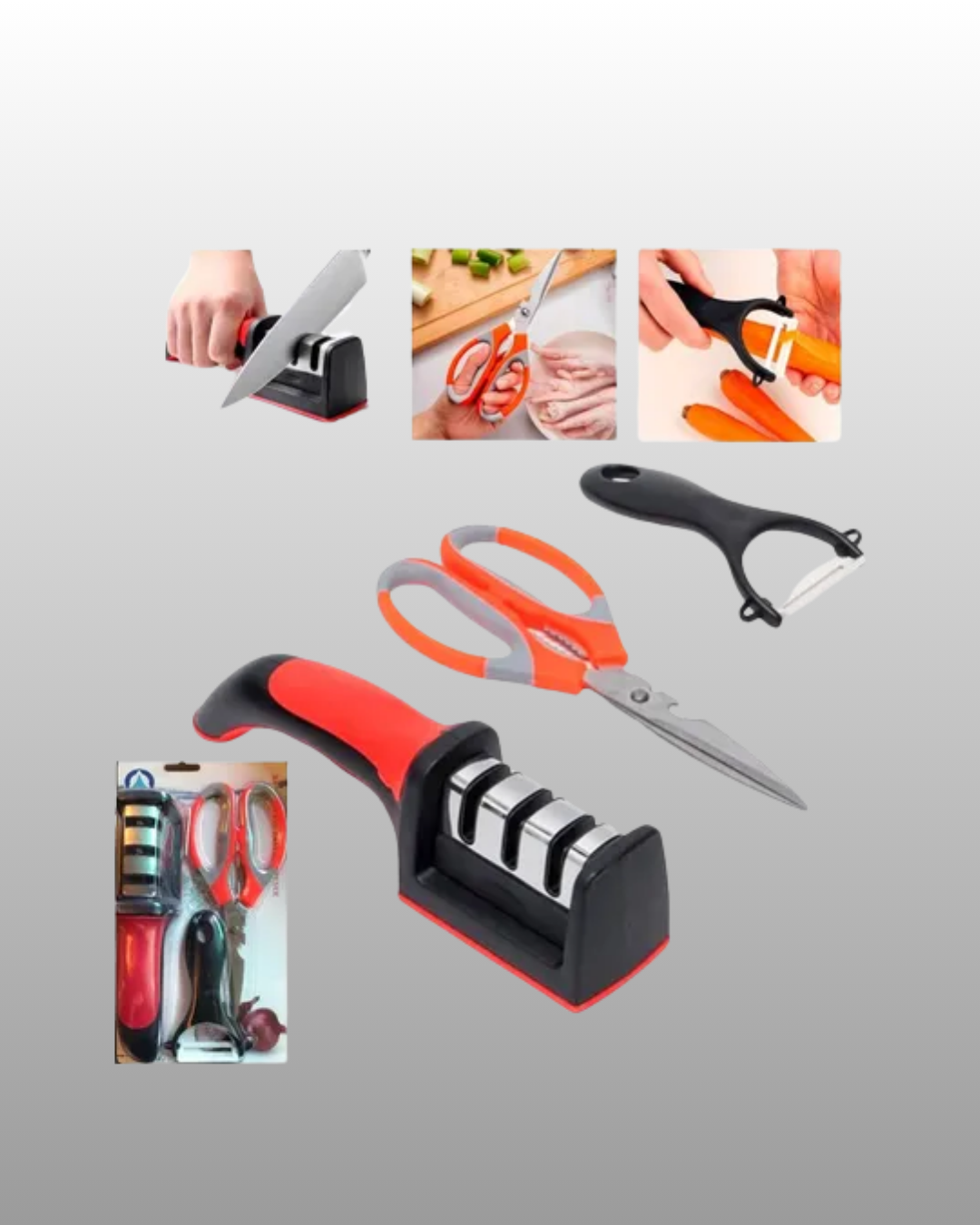 3 Parçalı Çok Fonksiyonlu Mutfak Makas Seti – Paslanmaz Çelik Ergonomik Tasarım