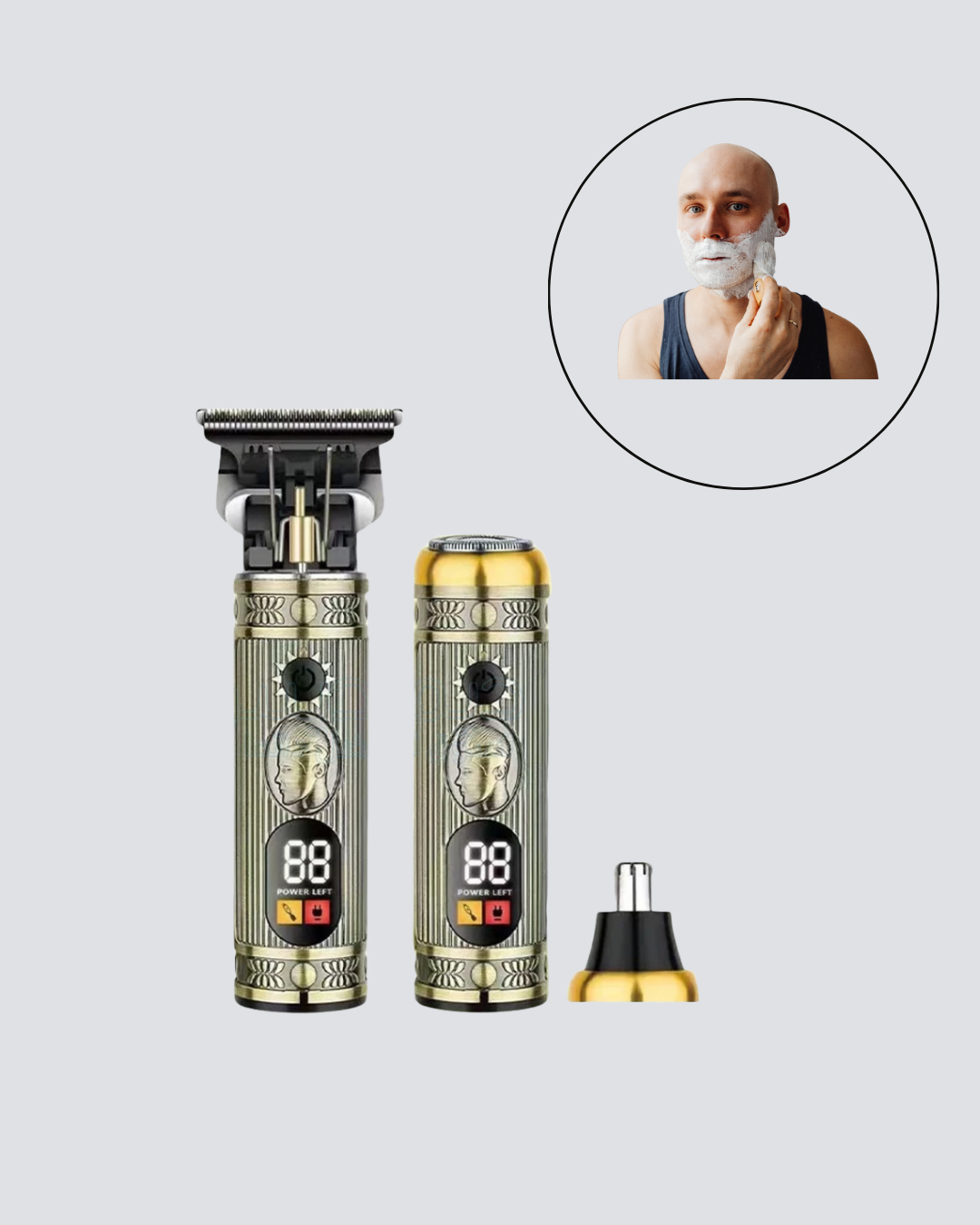 2’si 1 Arada Saç ve Sakal Düzeltici Seti – T Bıçaklı 8 Farklı Kılavuz Tarağı