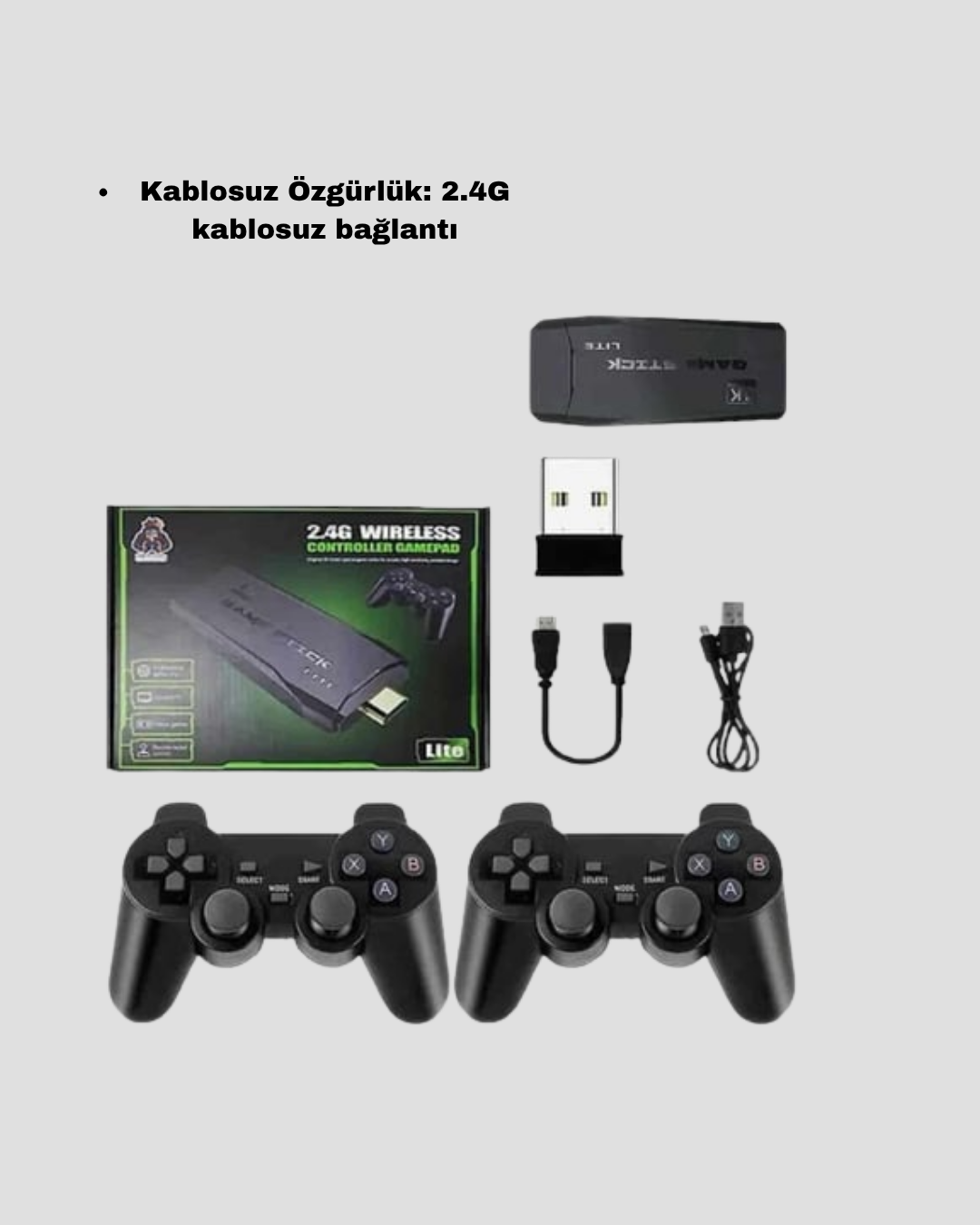 20000 Oyunlu 4K Retro Game Stick – Kablosuz Çift Kollu Atari Konsolu