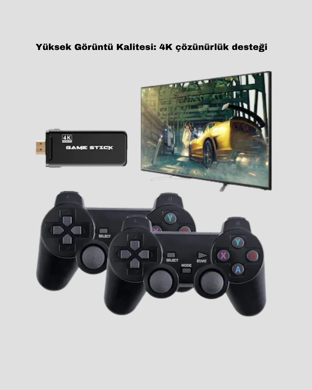 4K Destekli Kablosuz Retro Atari Oyun Konsolu – 20000 Oyun 2 Kolu