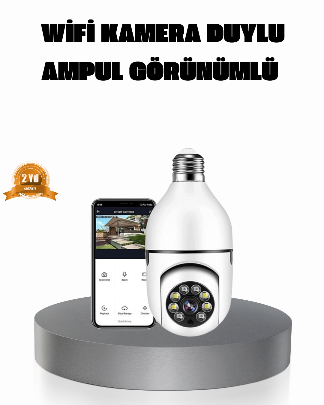 360° Akıllı Güvenlik Kamerası – Duya Takılabilir Wi-Fi Bağlantılı Hareket Sensörlü