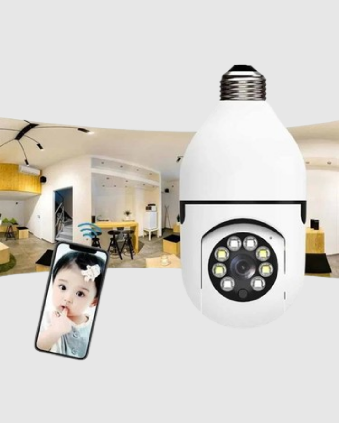 360° Akıllı Güvenlik Kamerası – Duya Takılabilir Wi-Fi Bağlantılı Hareket Sensörlü