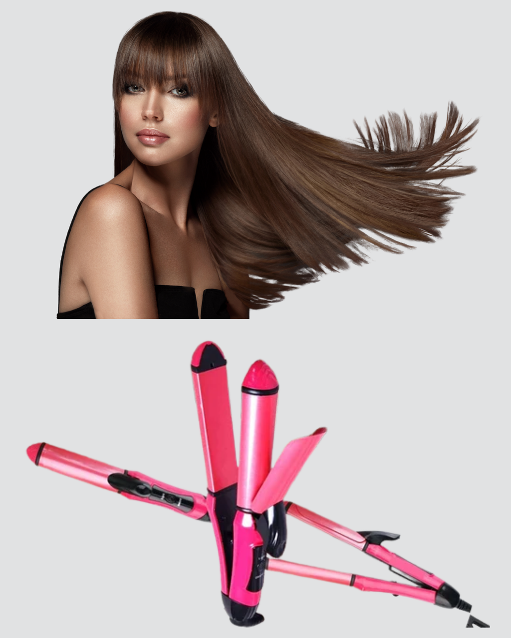 2’si 1 Arada Saç Düzleştirici ve Maşa – 5 Isı Seviyesi Seramik Kaplama Döner Kablolu Ergonomik Tasarım