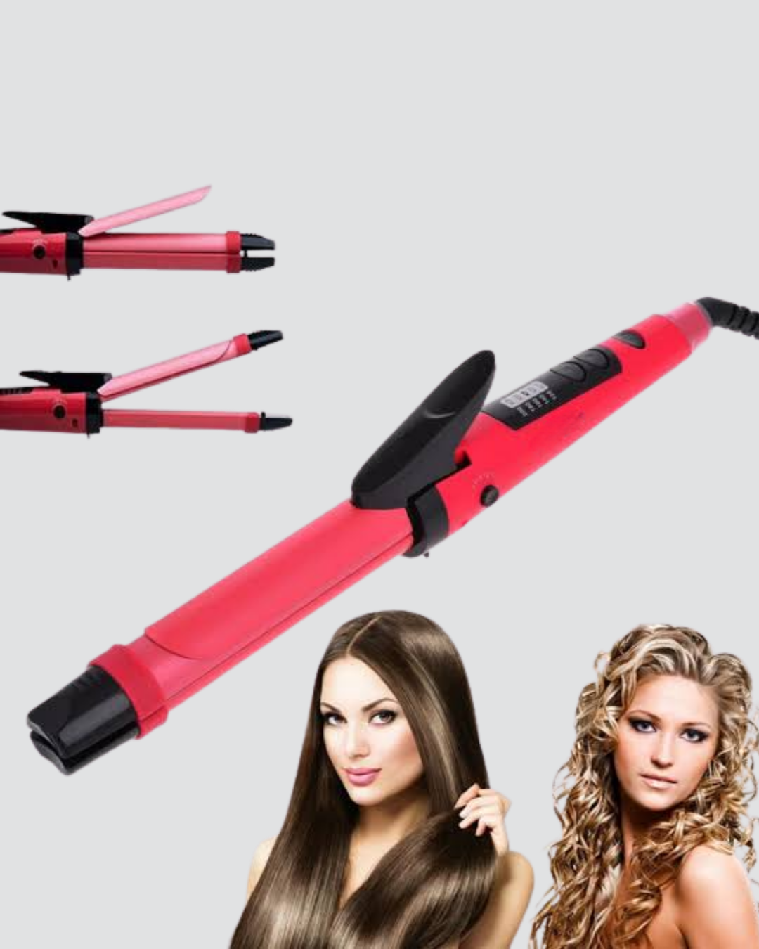 2’si 1 Arada Saç Düzleştirici ve Maşa – 5 Isı Seviyesi Seramik Kaplama Döner Kablolu Ergonomik Tasarım