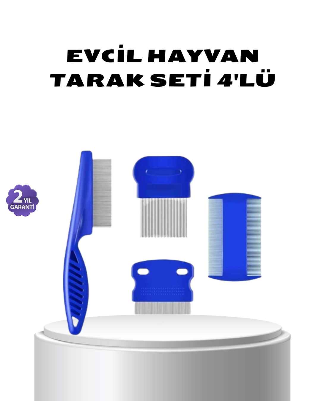 4’lü Evcil Hayvan Tüy Temizleme Seti – Paslanmaz ÇelikPlastik Pratik ve Hijyenik Bakım