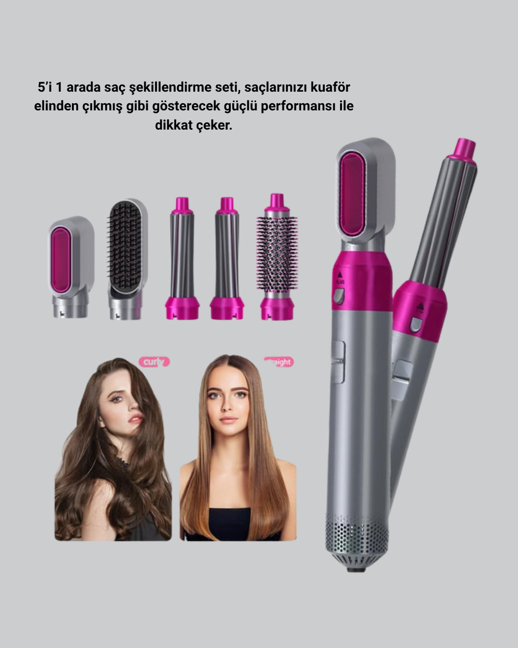 5’i 1 Arada Saç Şekillendirme Makinesi Hızlı Kuruma ve Kuaför Kalitesinde Sonuç