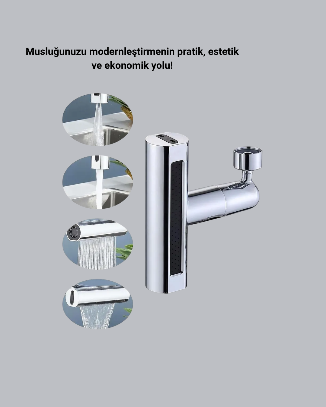 ABS Pirinç Alaşımlı Musluk Başlığı 4 Modlu 360° Dönebilen ve Ekonomik