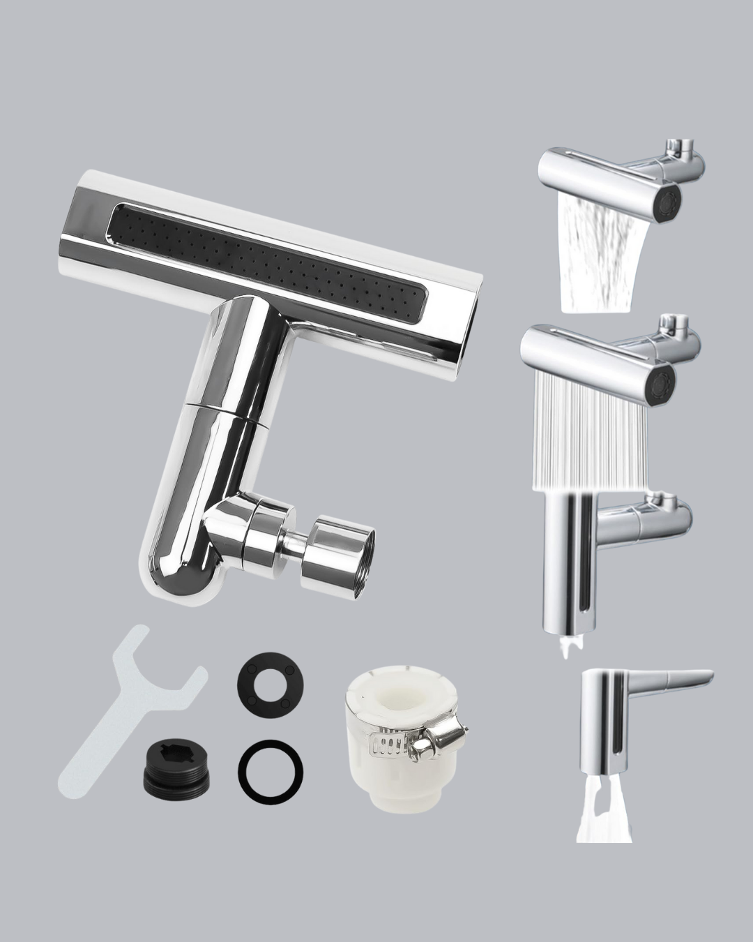 4 Fonksiyonlu Musluk Başlığı 360 Derece Dönebilen ve Su Tasarruflu