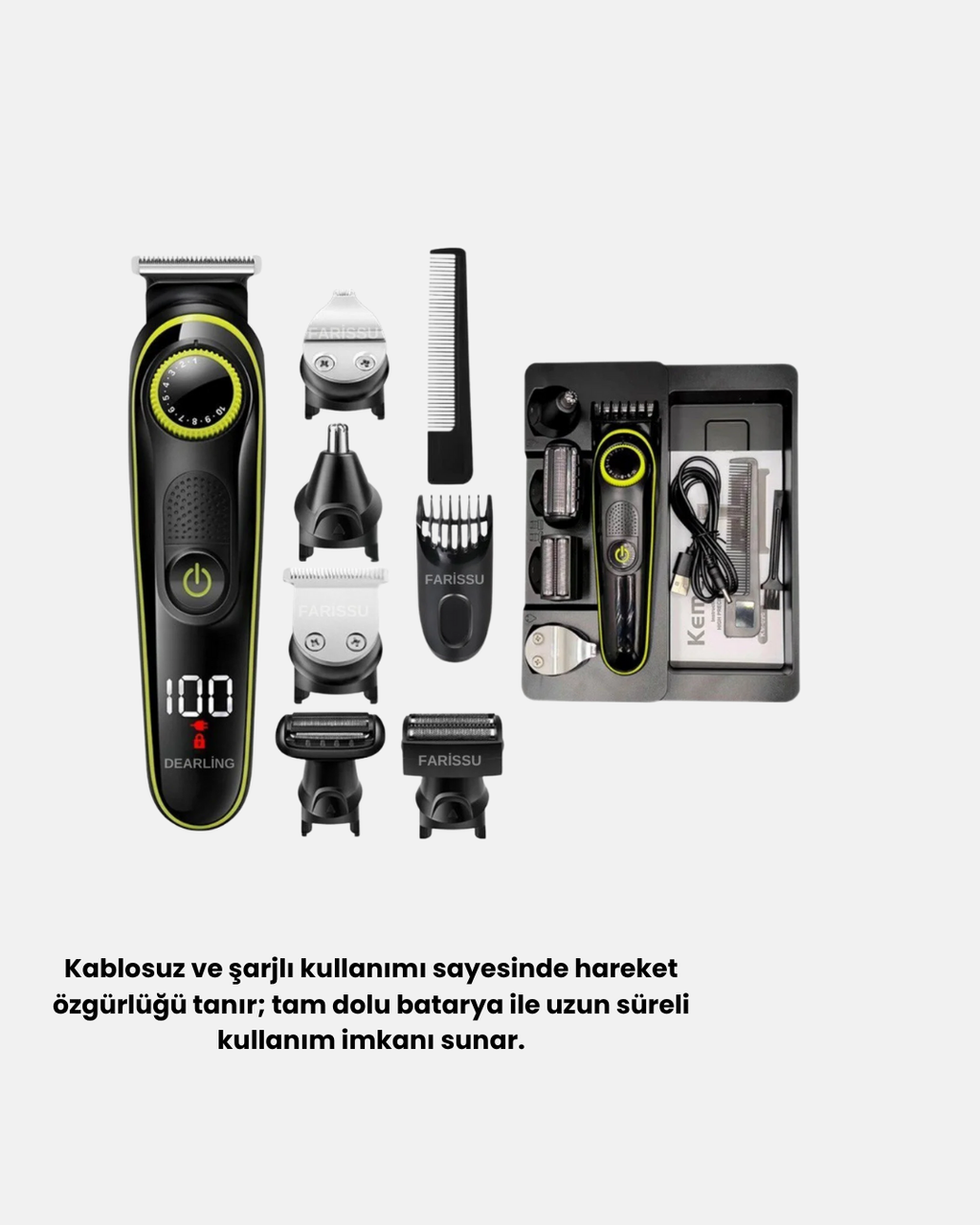 5’i 1 Arada Erkek Bakım Seti Şarjlı Suya Dayanıklı Çok Fonksiyonlu