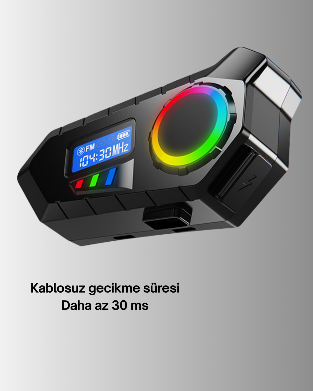 500mAh Bataryalı Bluetooth 5.4  İnterkom LED Ekranlı FM Destekli