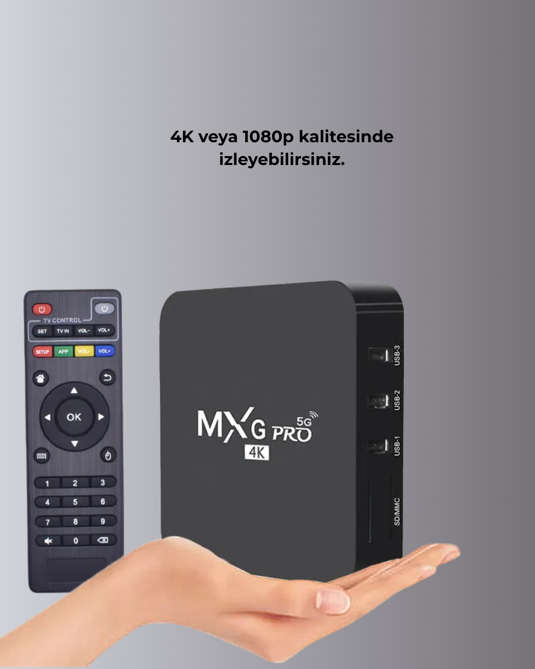 4K Android TV Box – Akıllı Medya Oynatıcı 2GB RAM 16GB Hafıza Wi-Fi Destekli