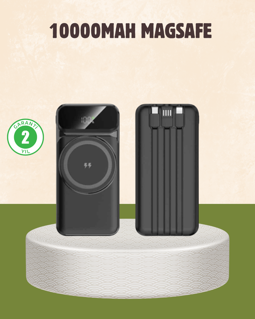 10000 mAh Kablosuz Powerbank – 15W Hızlı Şarj  Type-C Çoklu Çıkışlı