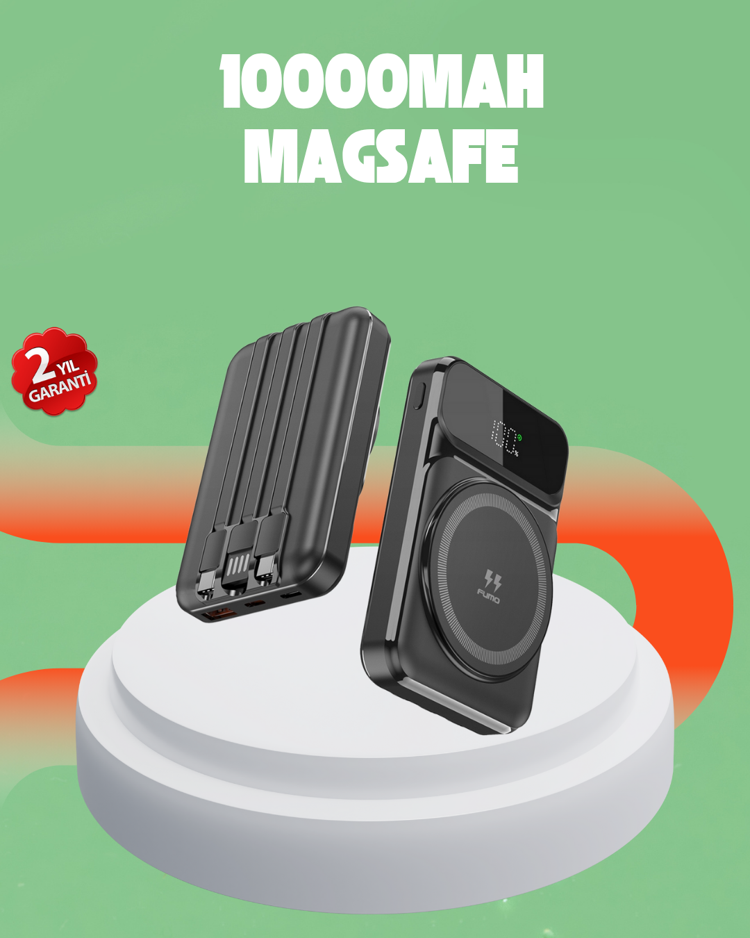 10000 mAh Kablosuz Hızlı Şarj Destekli Powerbank – 15W PD20W Type-C Girişli