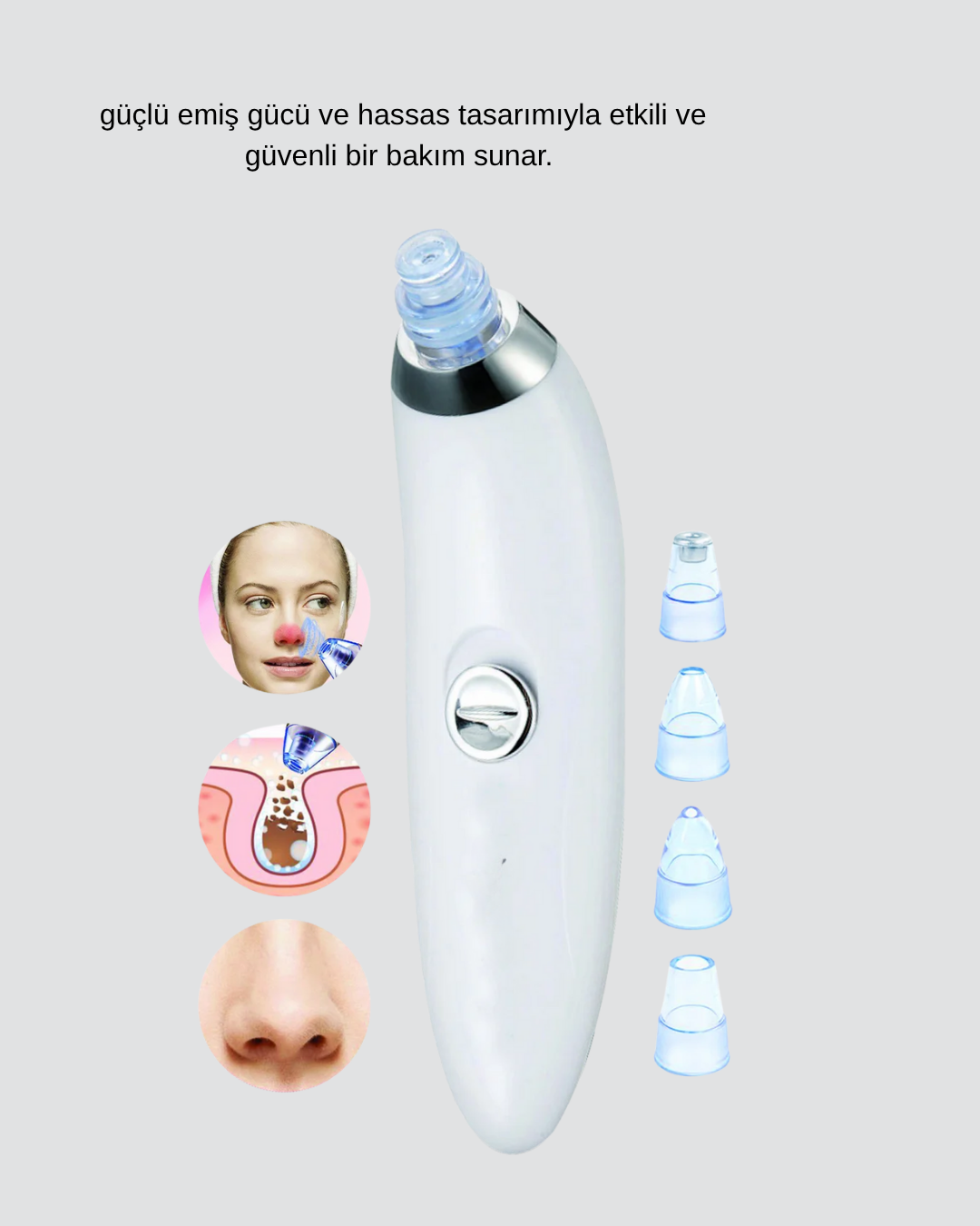 5 Kademeli Vakumlu Gözenek Temizleyici – Su Geçirmez ve Taşınabilir Siyah Nokta Cihazı