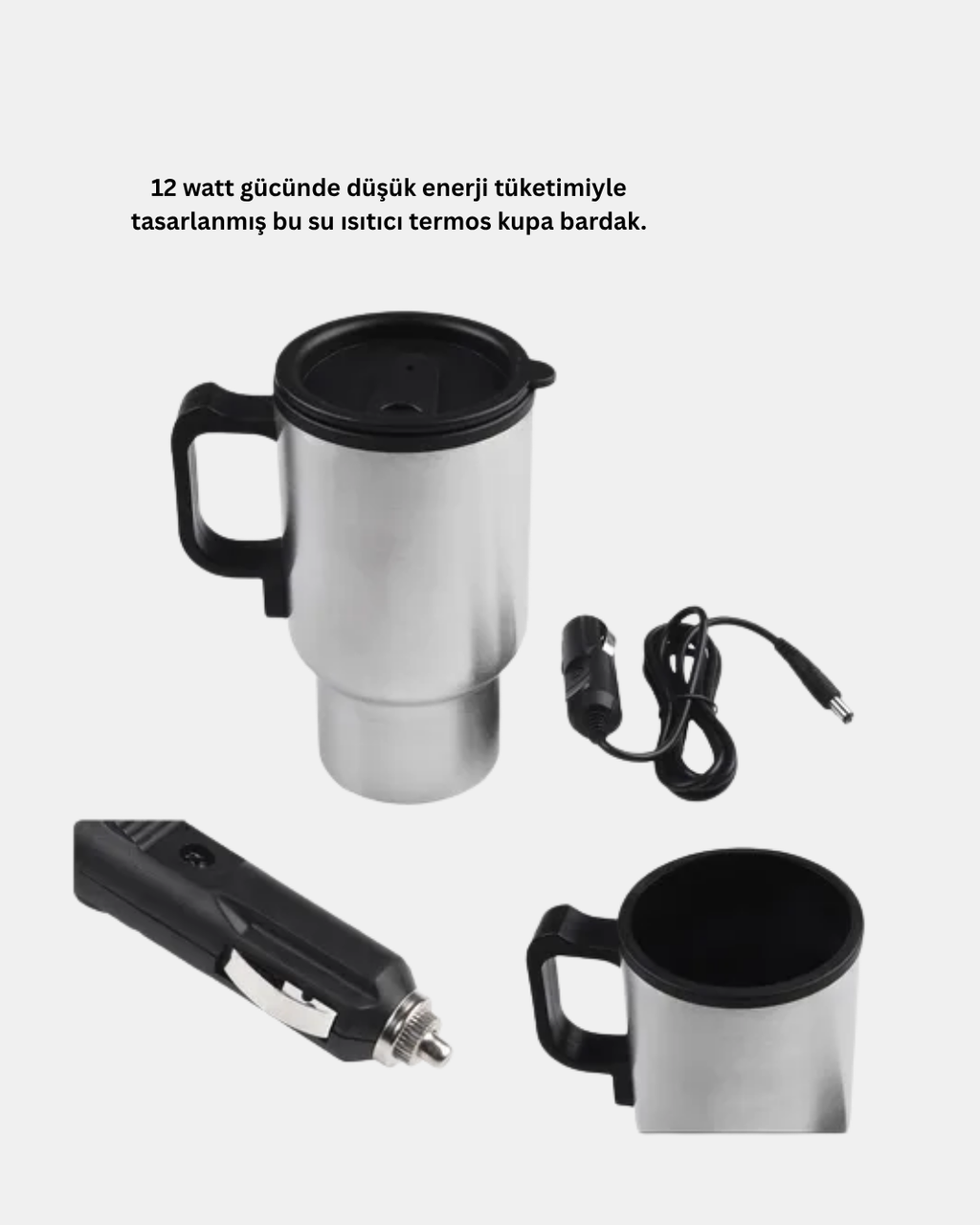 12W Araç Tipi Su Isıtıcı Kupa Bardak Pratik Isıtmalı