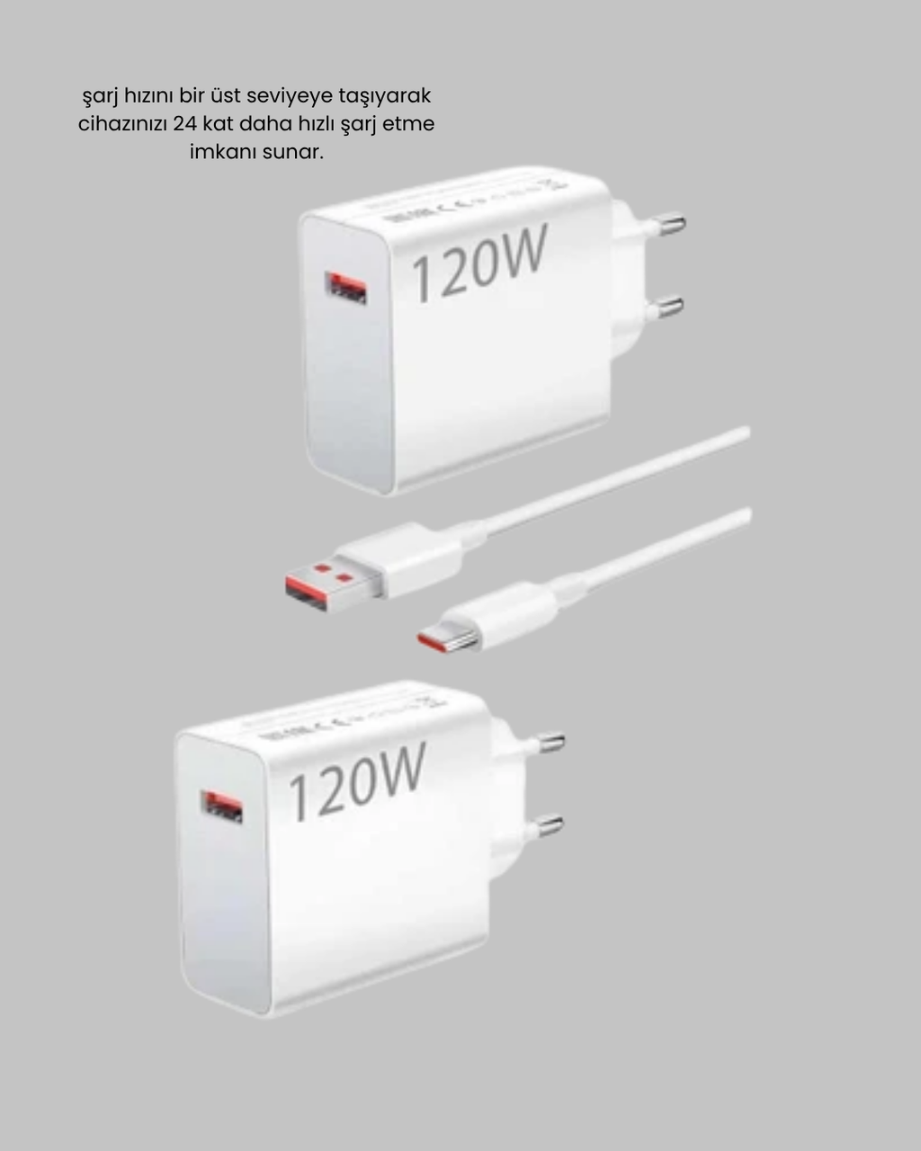 120W USB-C Şarj Adaptörü Süper Hızlı Şarj Güç Kaynağı Seti