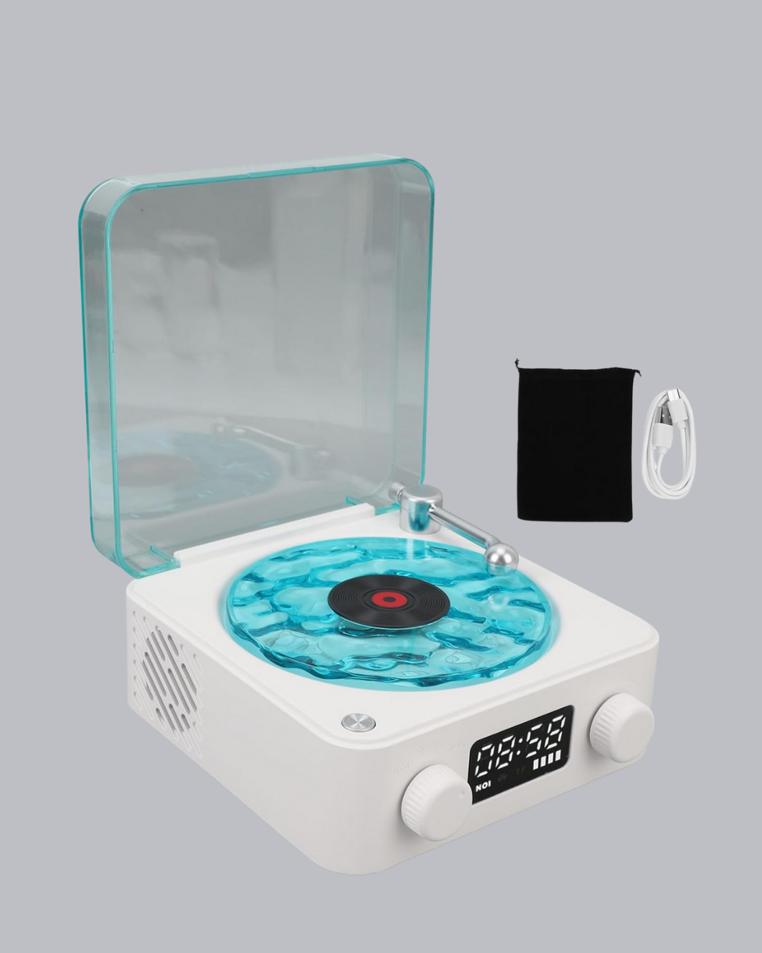 3-ü-1 Gece Işığı Bluetooth Hoparlör Dijital Saat Vintage Plak Çalar Tasarımlı