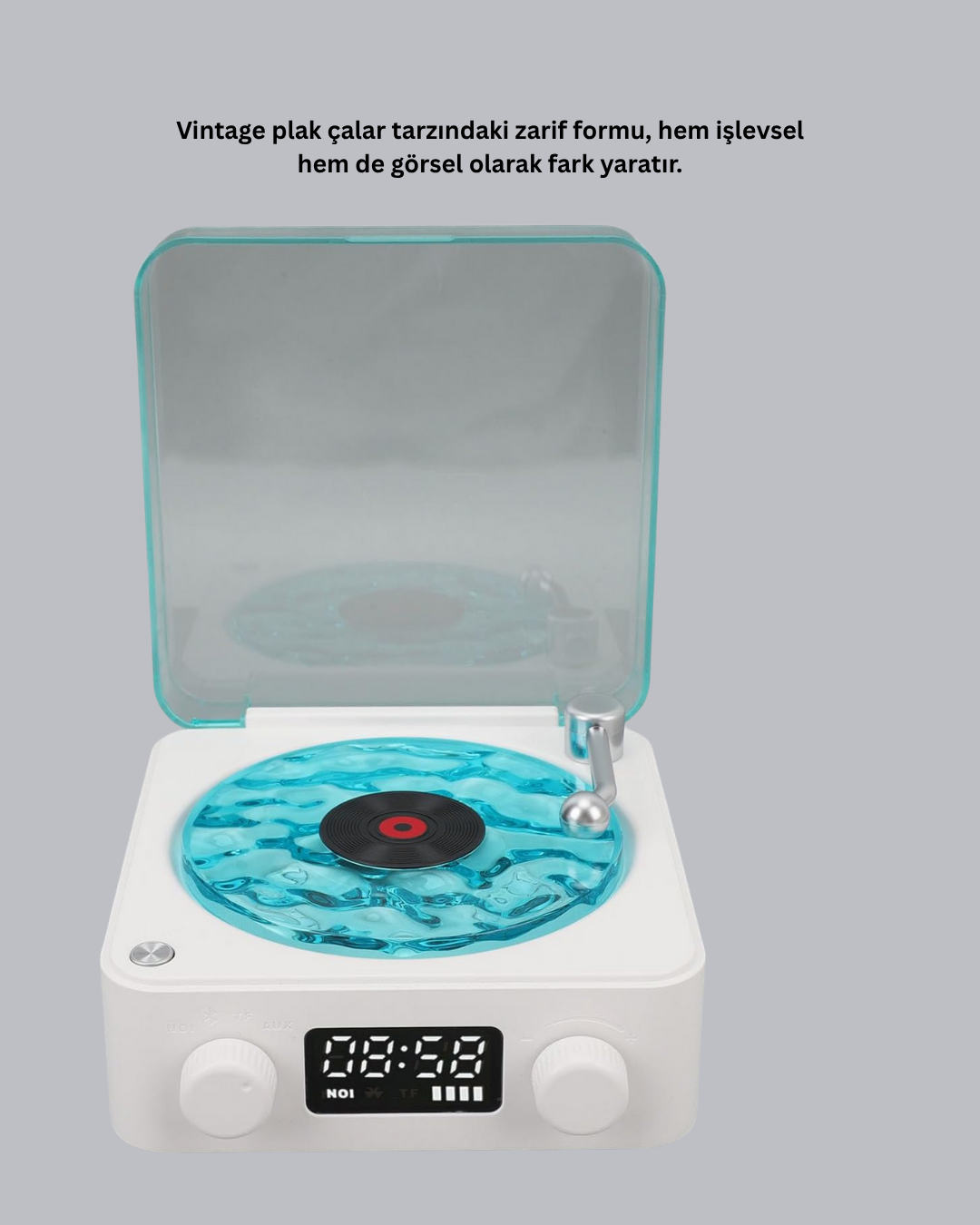 3-ü-1 Gece Işığı Bluetooth Hoparlör Dijital Saat Vintage Plak Çalar Tasarımlı