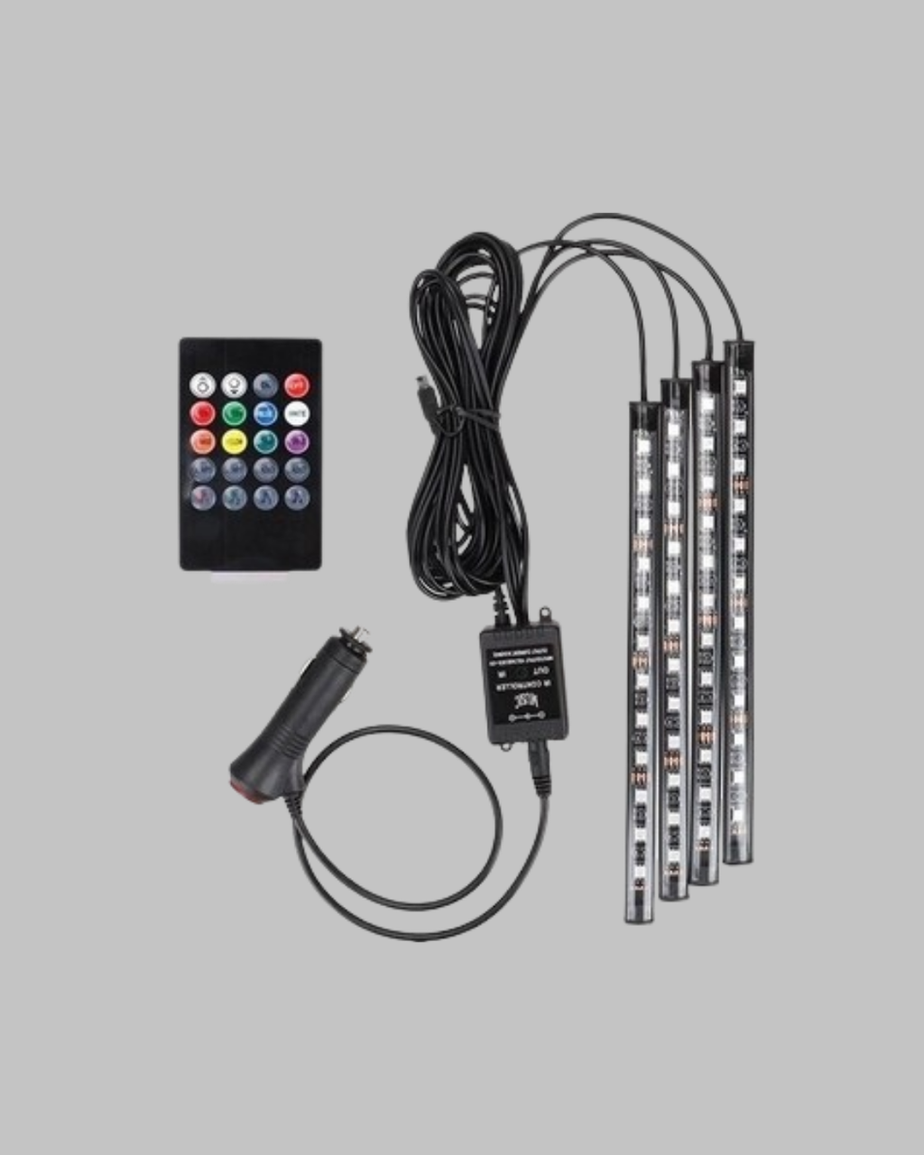 48 LED Araç İçi RGB Şerit Aydınlatma Müzik Senkron USB Kumandalı Set