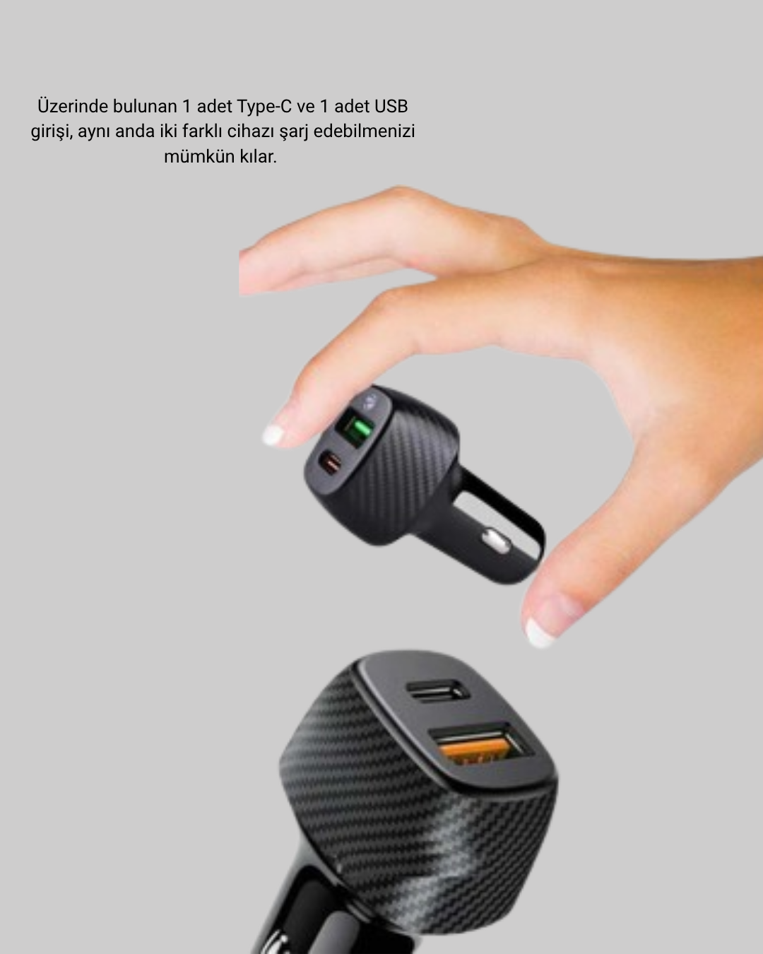 38W Araç Şarj Cihazı Type-C PD USB Hızlı Şarj Çift Port