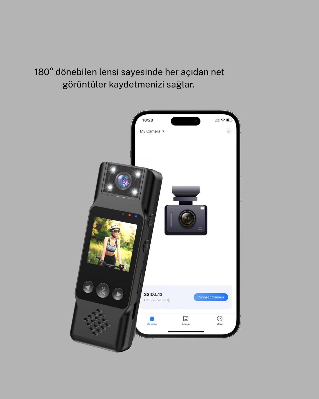 180° Döner Lensli Mini Kamera 1080P Full HD Hareket Algılama 1200mAh