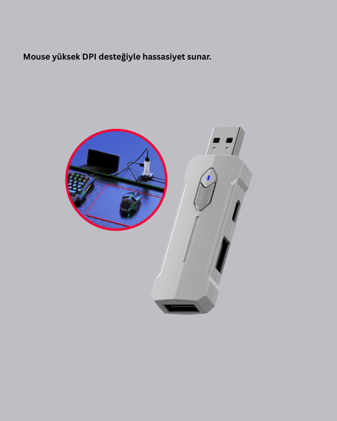 5’i 1 Arada Mobil Oyun Seti Bluetooth 5.3 Klavye Mouse Dönüştürücü Gaming Kit