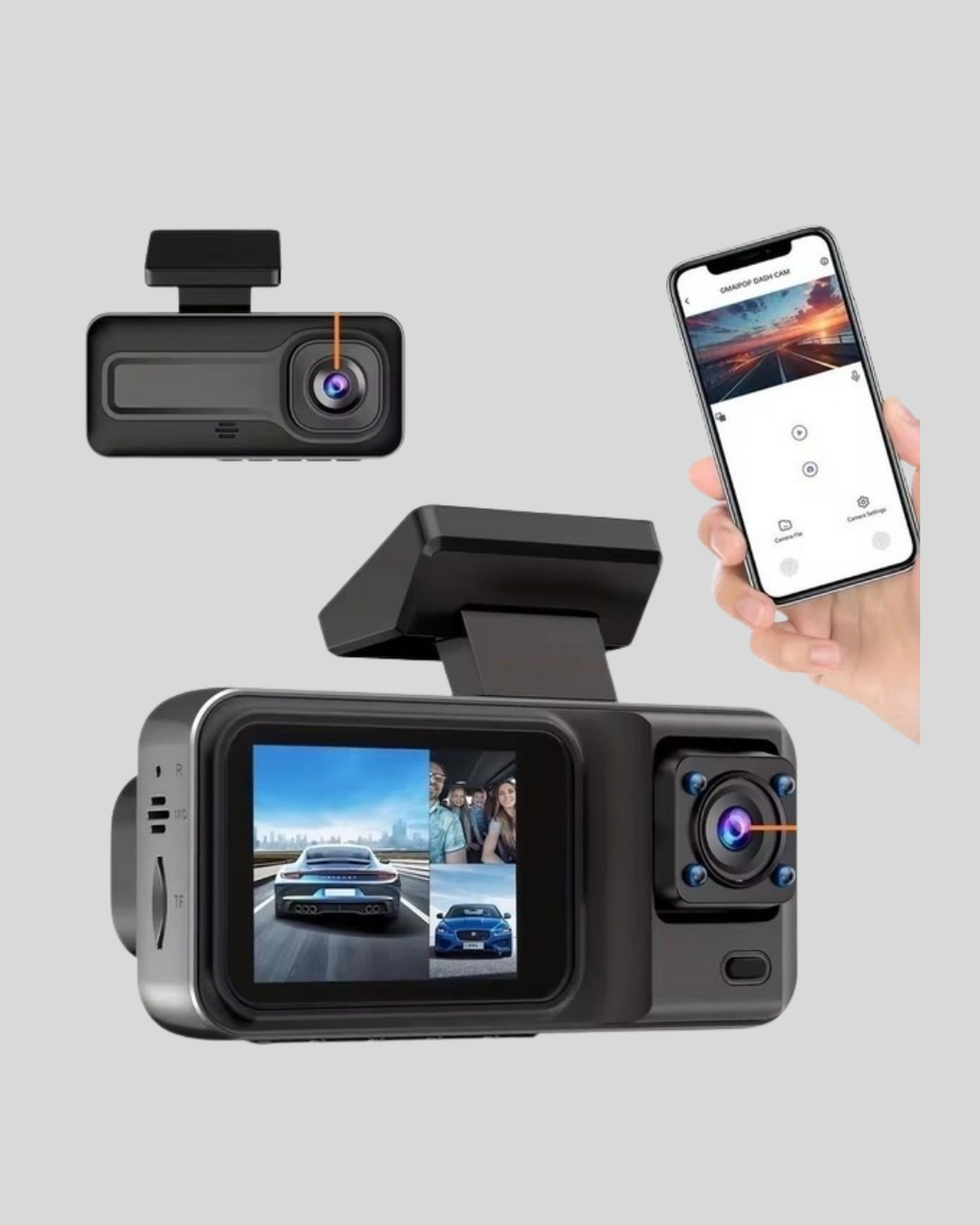 3 Kameralı Araç DVR 1080P Ön + HD Arka + İç Kamera Döngü Kayıt 2’’ Ekran