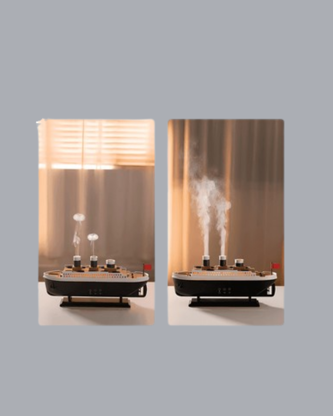 7 Renk Ortam Işıklı Dekoratif Gemi Tasarım Hava Nemlendirici Difüzör