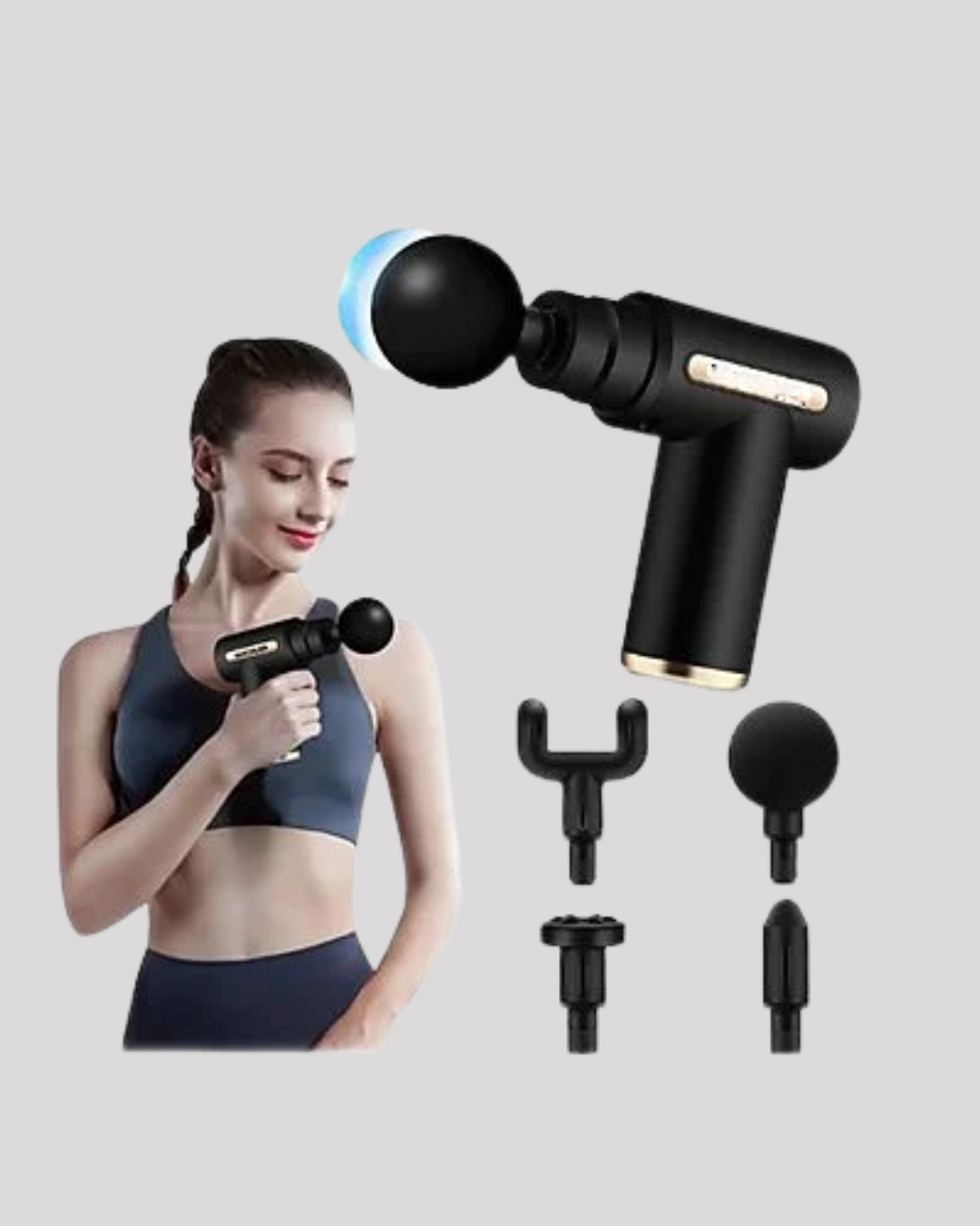 6 Kademeli Kas Masaj Tabancası 4 Başlıklı Güçlü Sessiz Sporcu Masaj Cihazı Şarjlı