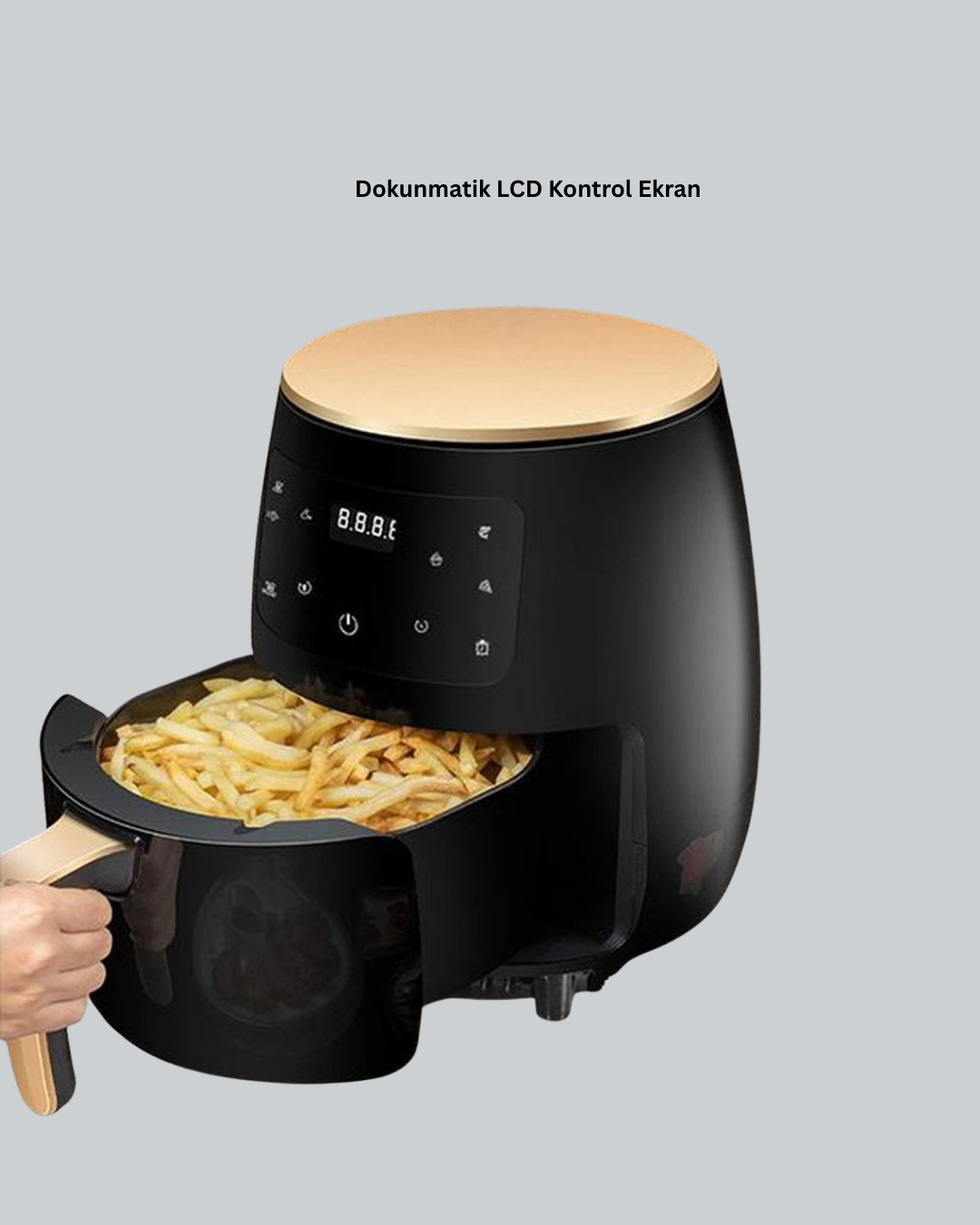 2400W Güçlü Airfryer 6L Yapışmaz Hazne Bulaşık Makinesi Uyumlu