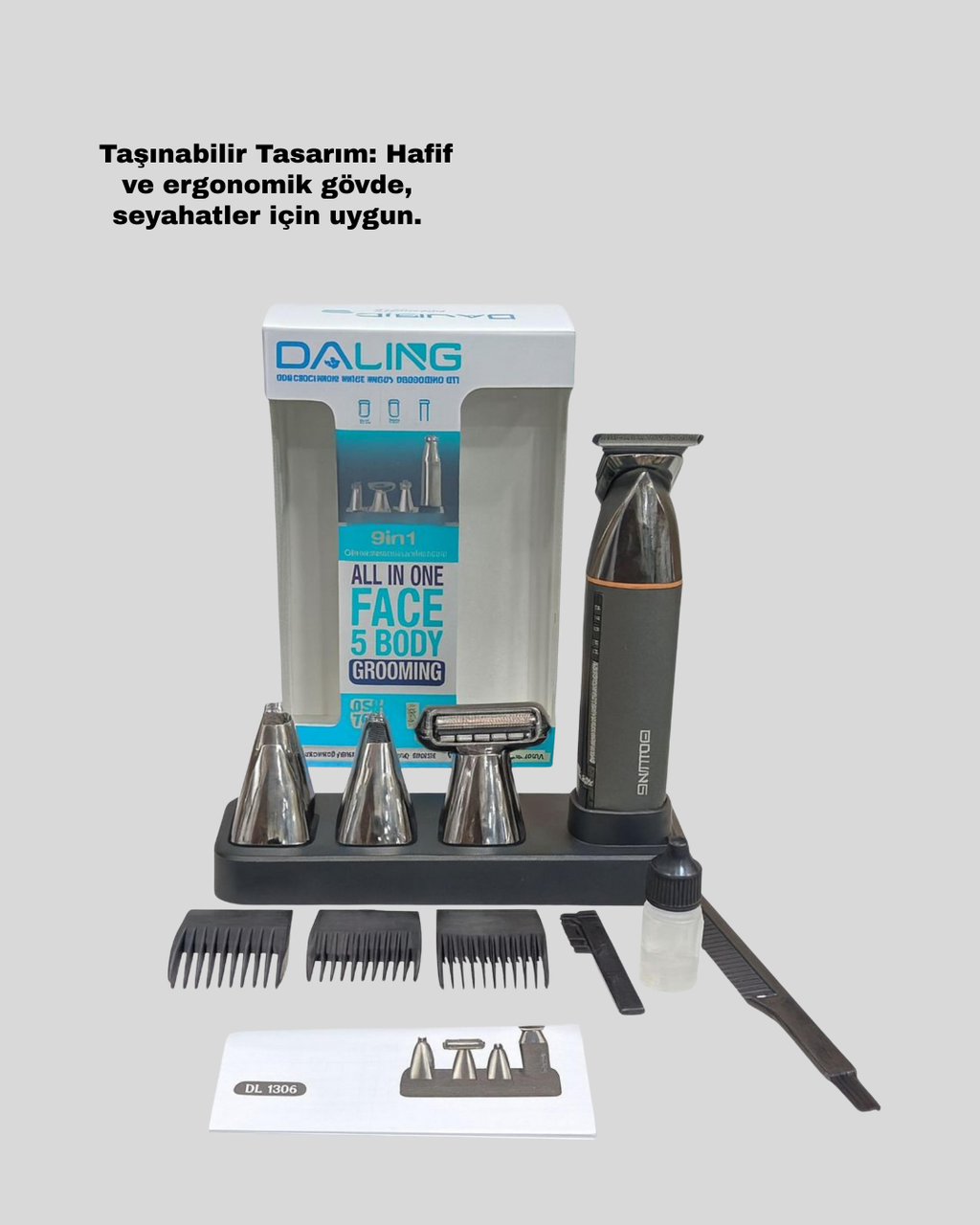 9’u 1 Arada Çoklu Bakım Tıraş Seti Profesyonel Saç Sakal Kesme