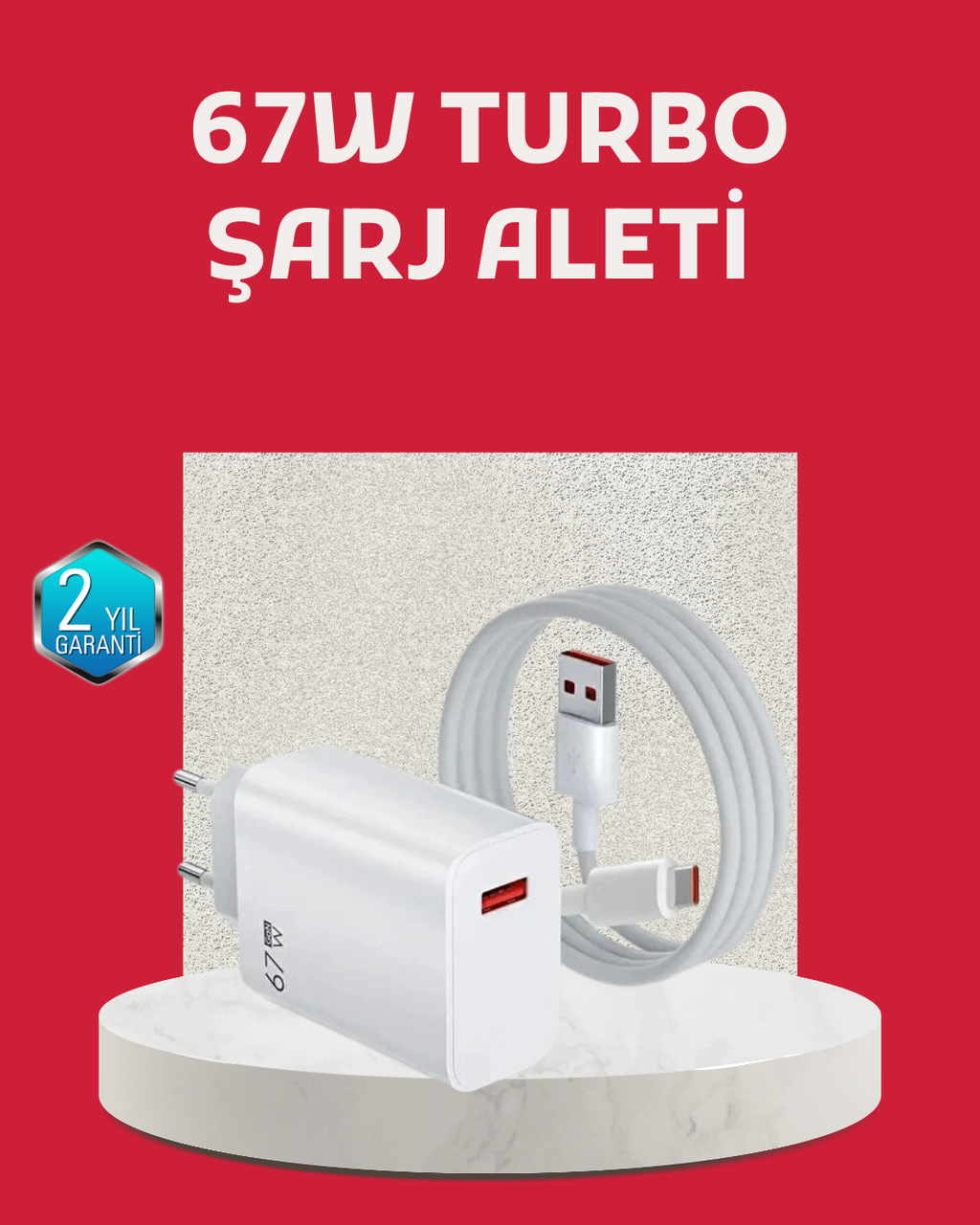 67 Watt Turbo Şarj Cihazı Motorola G30 G50 G60 G82 Uyumlu