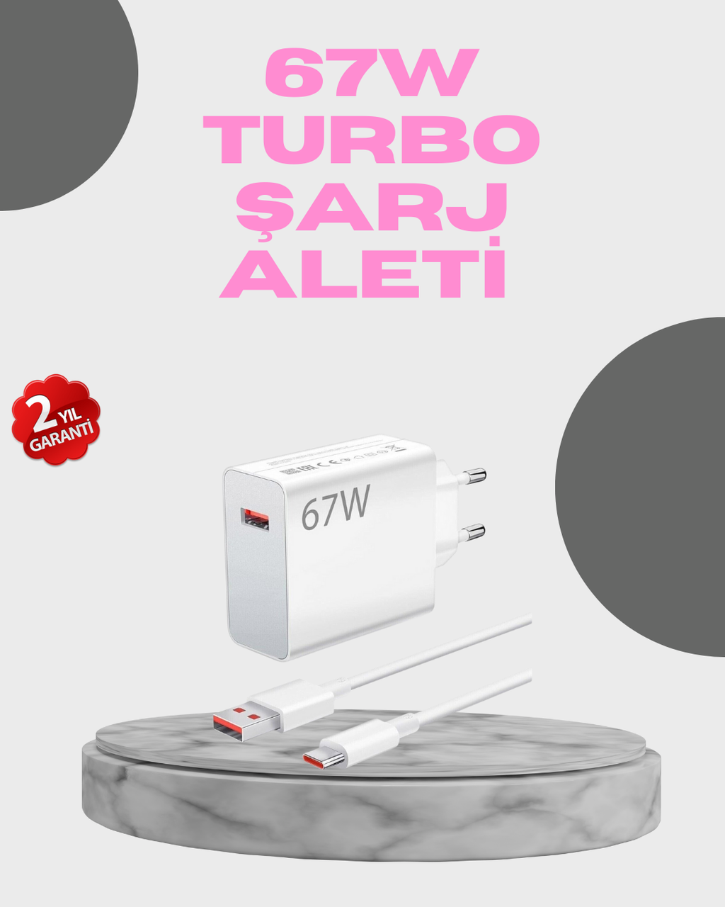 67 Watt Hızlı Şarj Seti Realme 7 8 9 Pro Uyumlu