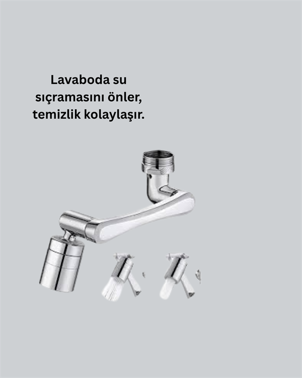 2 Modlu 1080° Dönebilen Musluk Başlığı Esnek 3 Eklemli Hareketli Tasarım