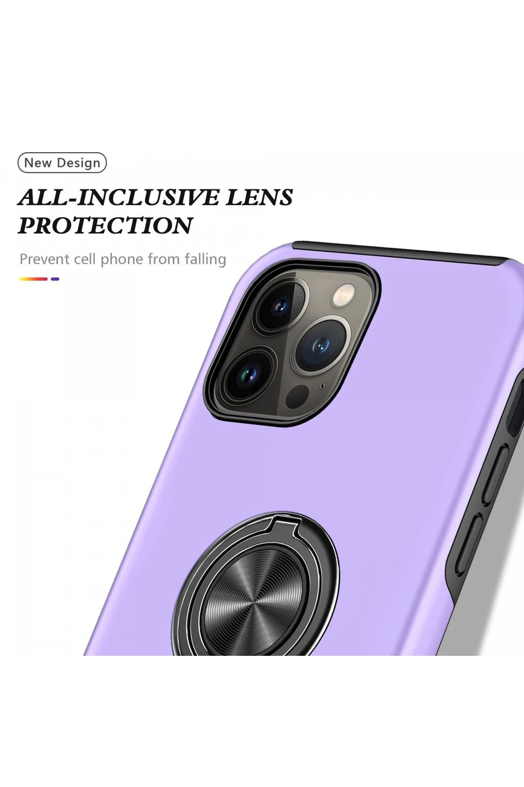 iPhone 13 Pro Kılıf Elit Yüzüklü Kapak - Mor-(5796)