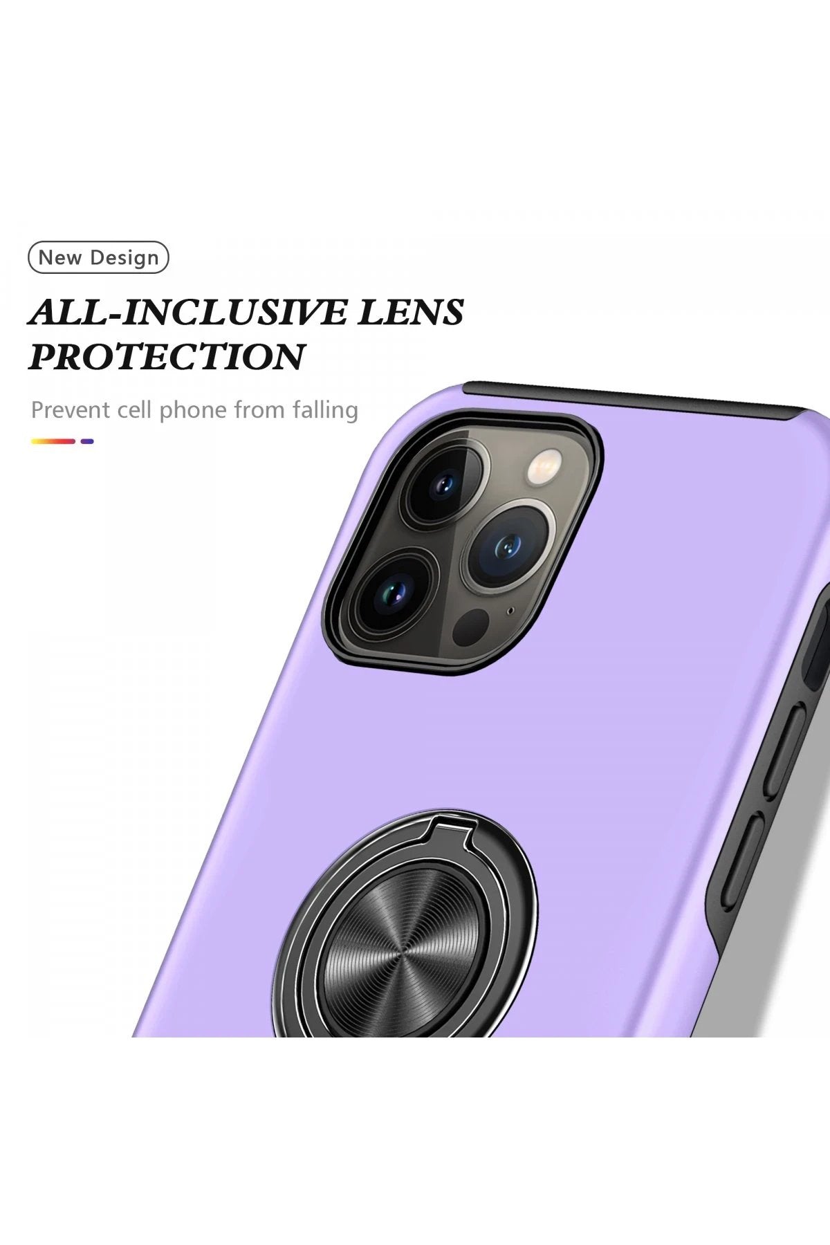 iPhone 13 Pro Kılıf Elit Yüzüklü Kapak - Mor-(5796)