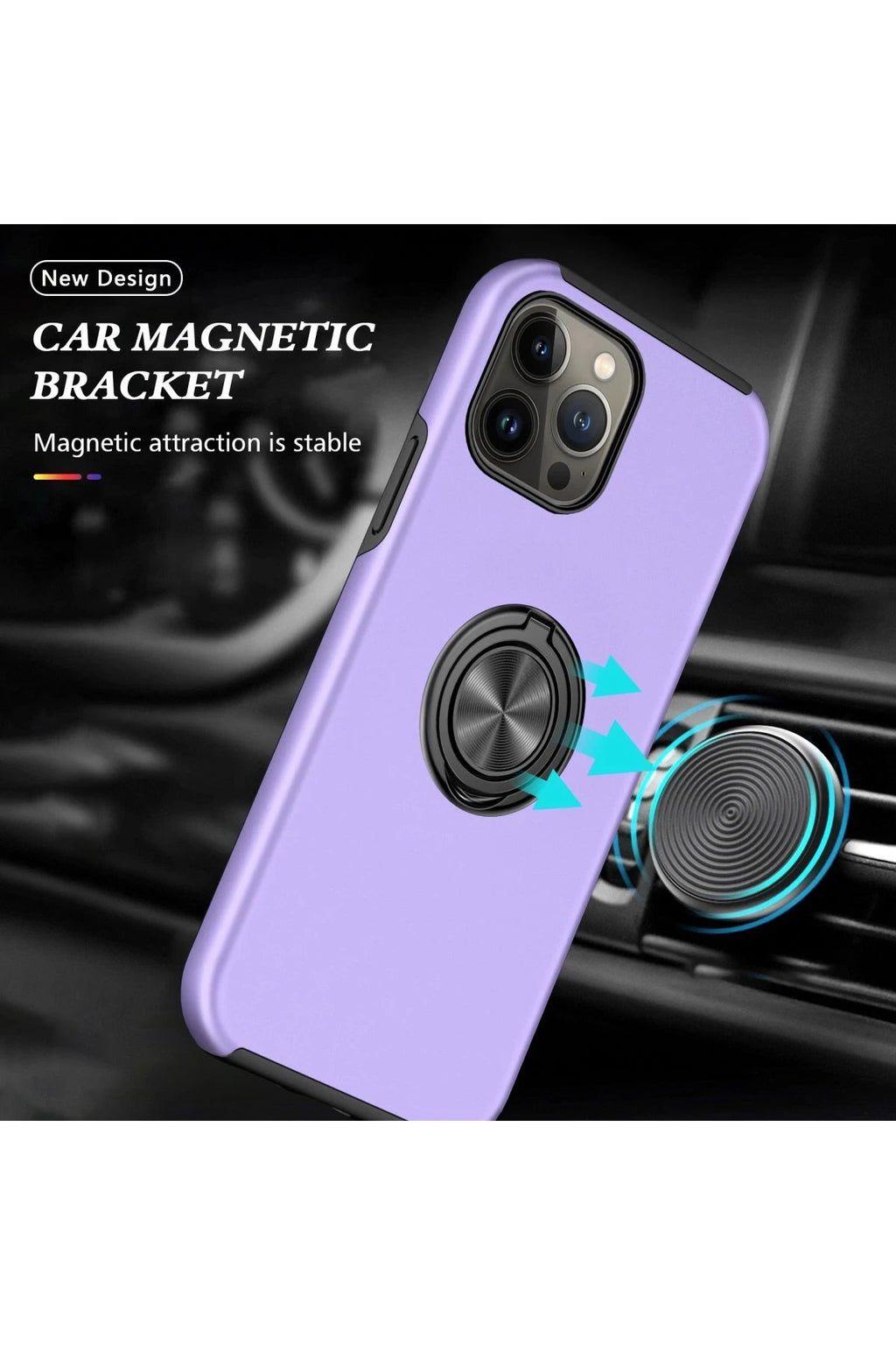 iPhone 13 Pro Kılıf Elit Yüzüklü Kapak - Mor-(5796)