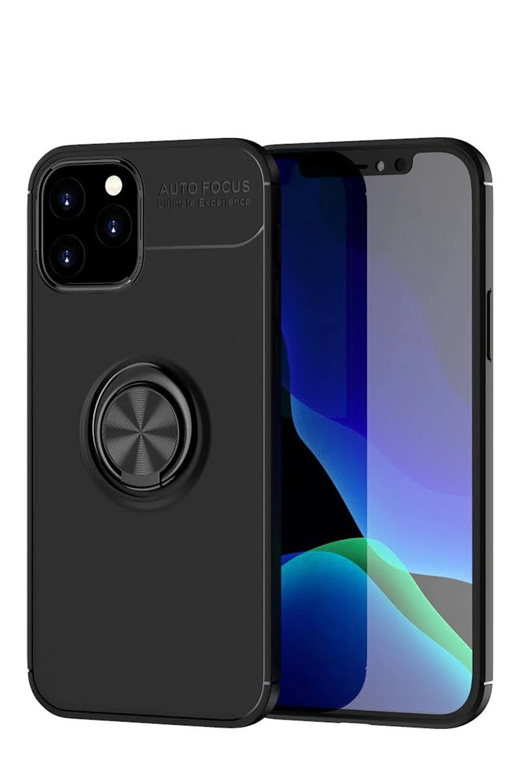 iPhone 12 Kılıf Range Yüzüklü Silikon - Siyah-(5796)