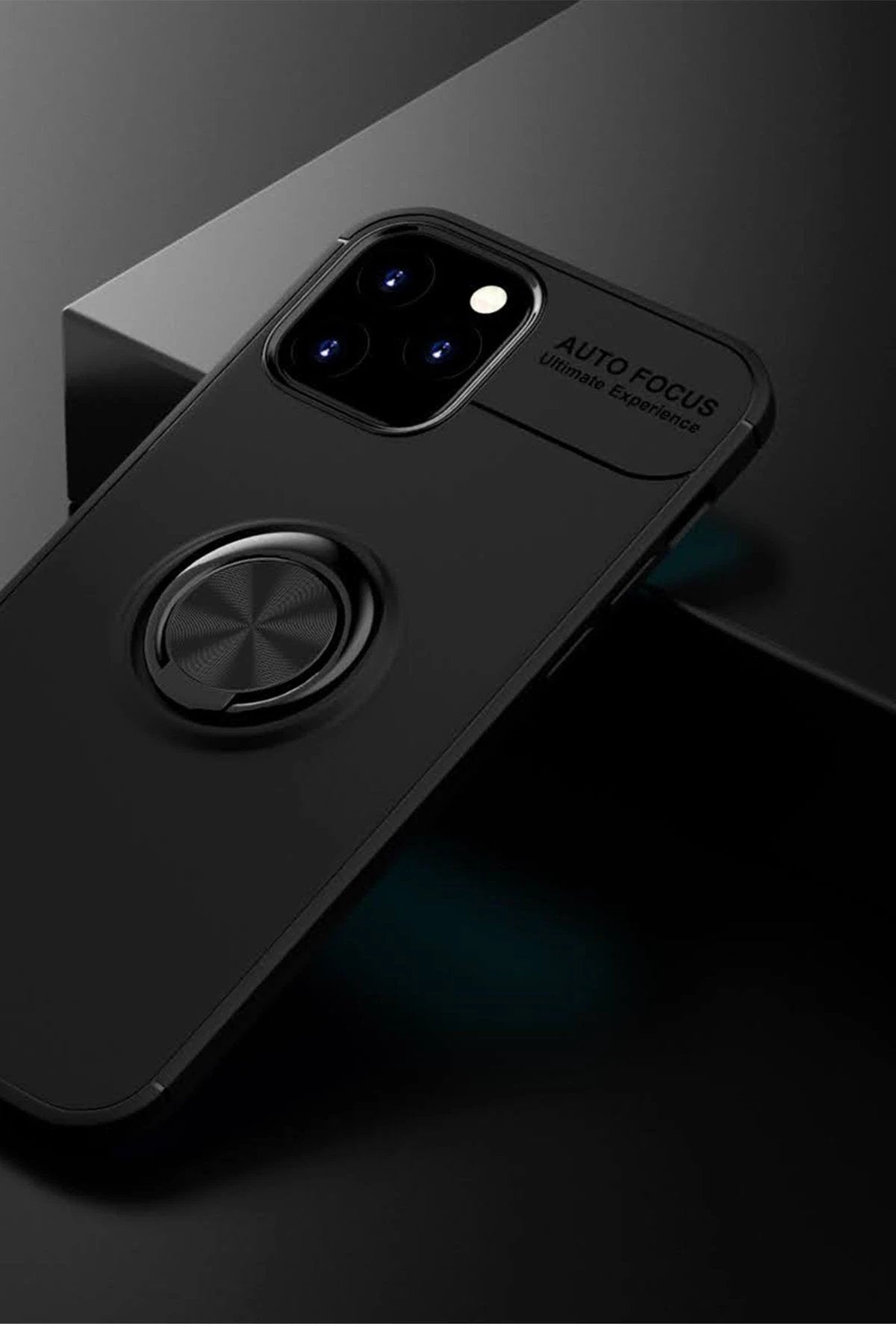 iPhone 12 Kılıf Range Yüzüklü Silikon - Siyah-(5796)