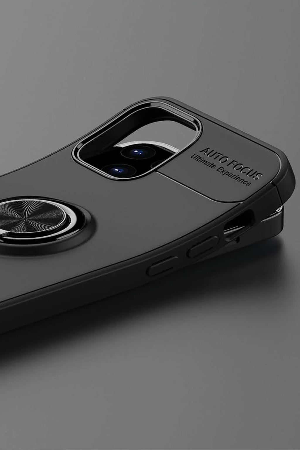 iPhone 12 Kılıf Range Yüzüklü Silikon - Siyah-(5796)