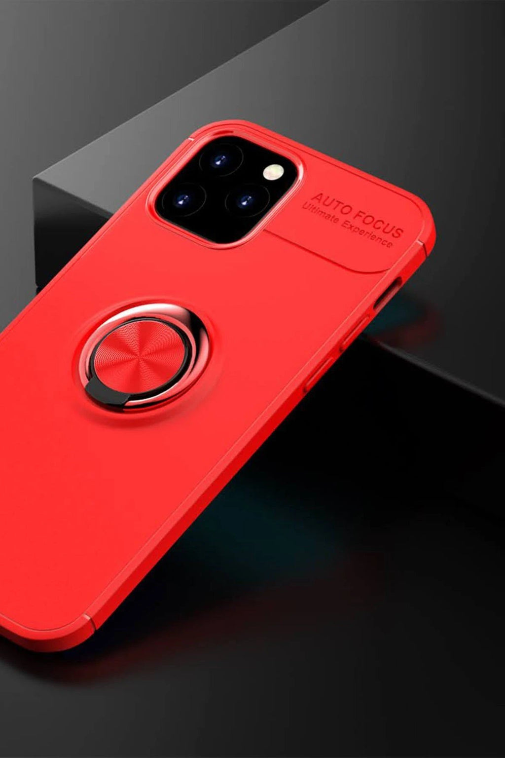 iPhone 12 Kılıf Range Yüzüklü Silikon - Kırmızı-(5796)