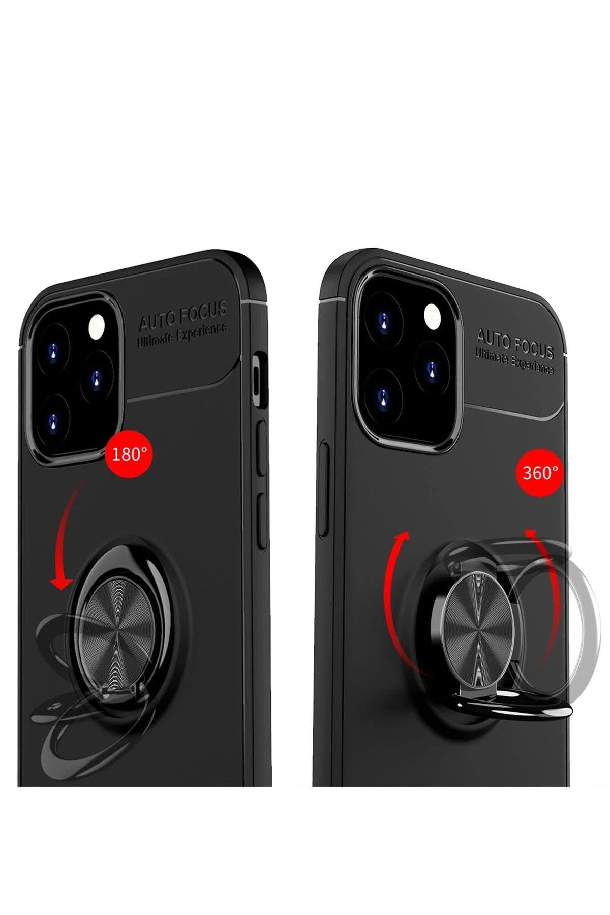 iPhone 12 Kılıf Range Yüzüklü Silikon - Kırmızı-(5796)