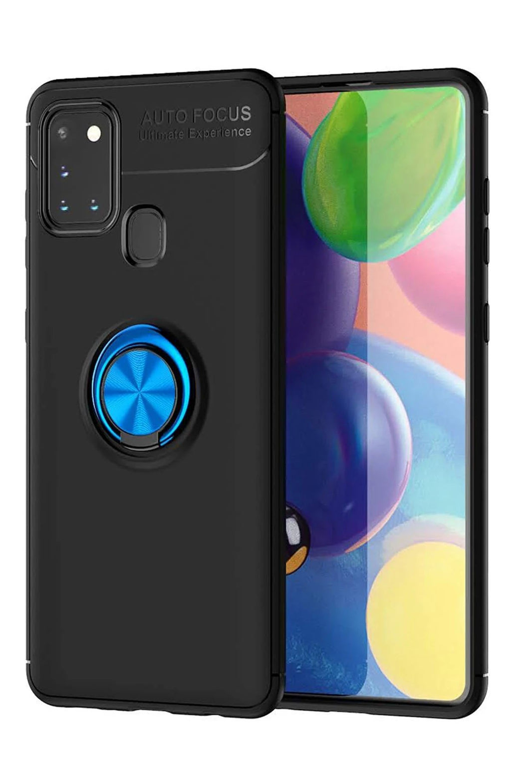 Samsung Galaxy M31 Kılıf Range Yüzüklü Silikon - Siyah-Mavi-(5796)