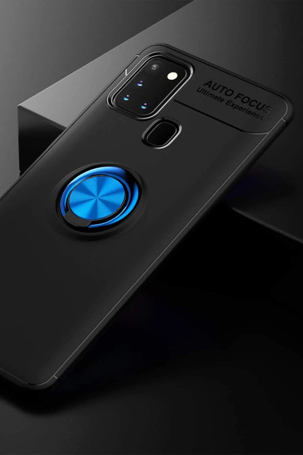 Samsung Galaxy M31 Kılıf Range Yüzüklü Silikon - Siyah-Mavi-(5796)