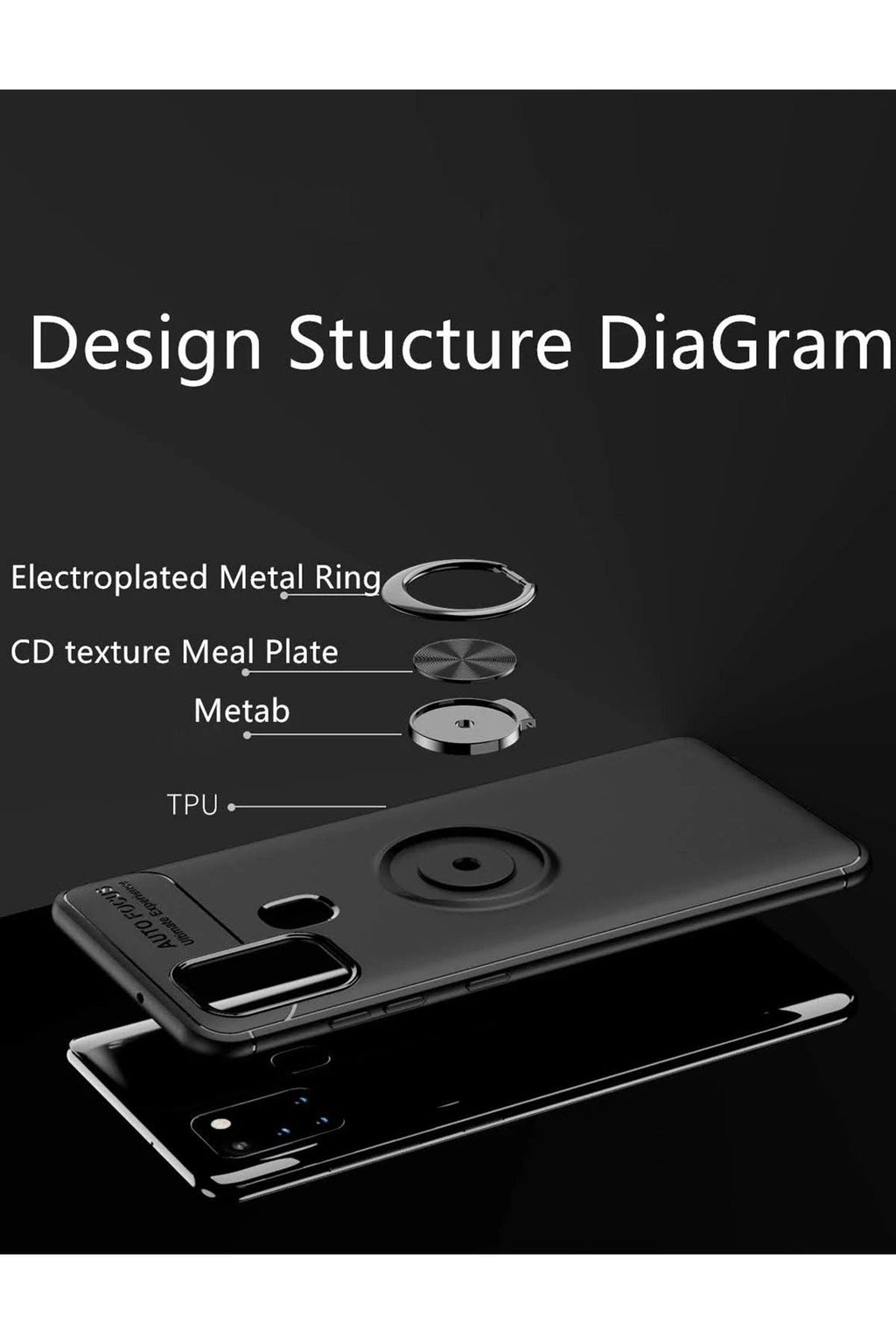 Samsung Galaxy M31 Kılıf Range Yüzüklü Silikon - Siyah-Mavi-(5796)