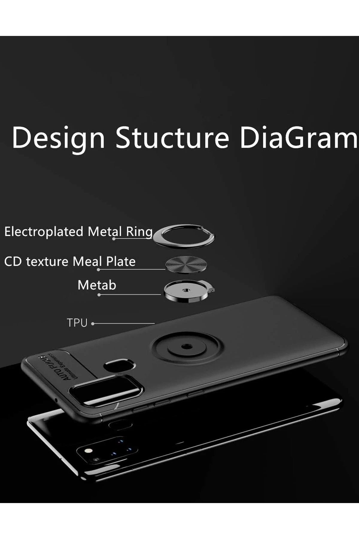 Samsung Galaxy M31 Kılıf Range Yüzüklü Silikon - Siyah-Mavi-(5796)