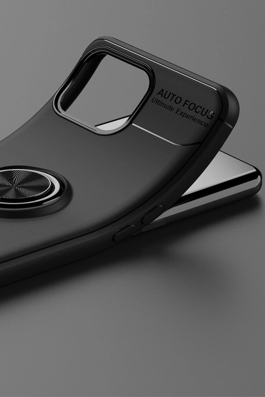 Oppo A73 Kılıf Range Yüzüklü Silikon - Siyah-Kırmızı-(5796)