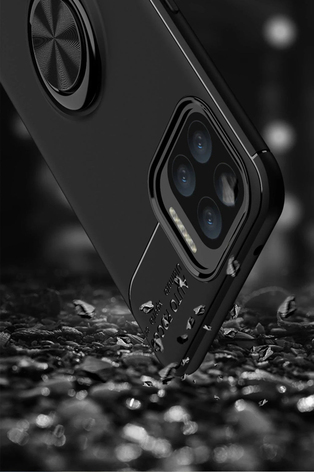 Oppo A73 Kılıf Range Yüzüklü Silikon - Siyah-Kırmızı-(5796)