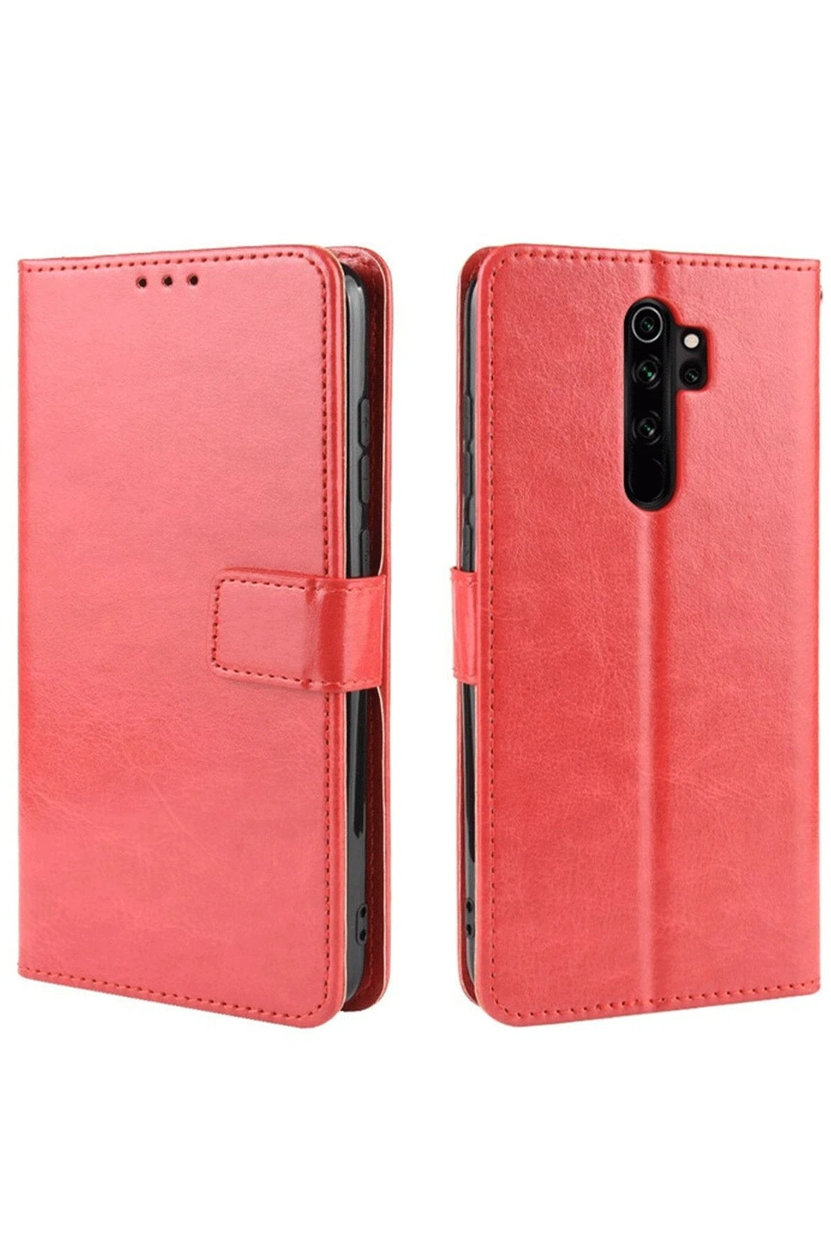 Xiaomi Redmi Note 8 Pro Kılıf Trend S Plus Kapaklı Kılıf - Kırmızı-(5796)